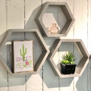 wooden hexagon shelves set